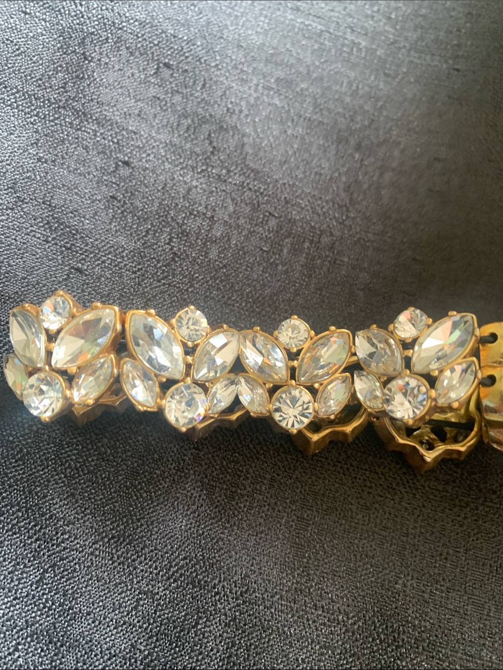 J. Crew Gold-Tone Bracelet with Clear Crystal Leaf Clusters